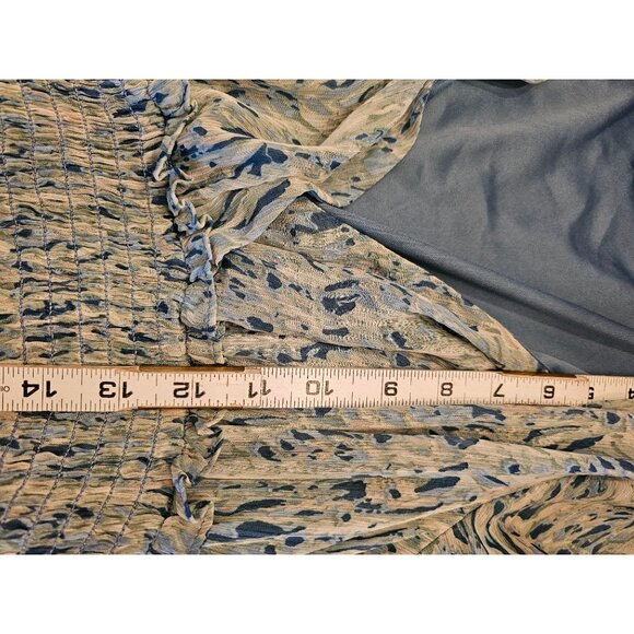 Taylor tiered cottage dress size 2 long sleeve blue green fit flare ankle length - Picture 10 of 13